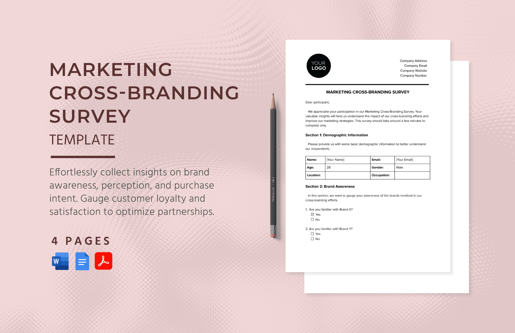Marketing Cross-branding Survey Template in Word, Google Docs, PDF