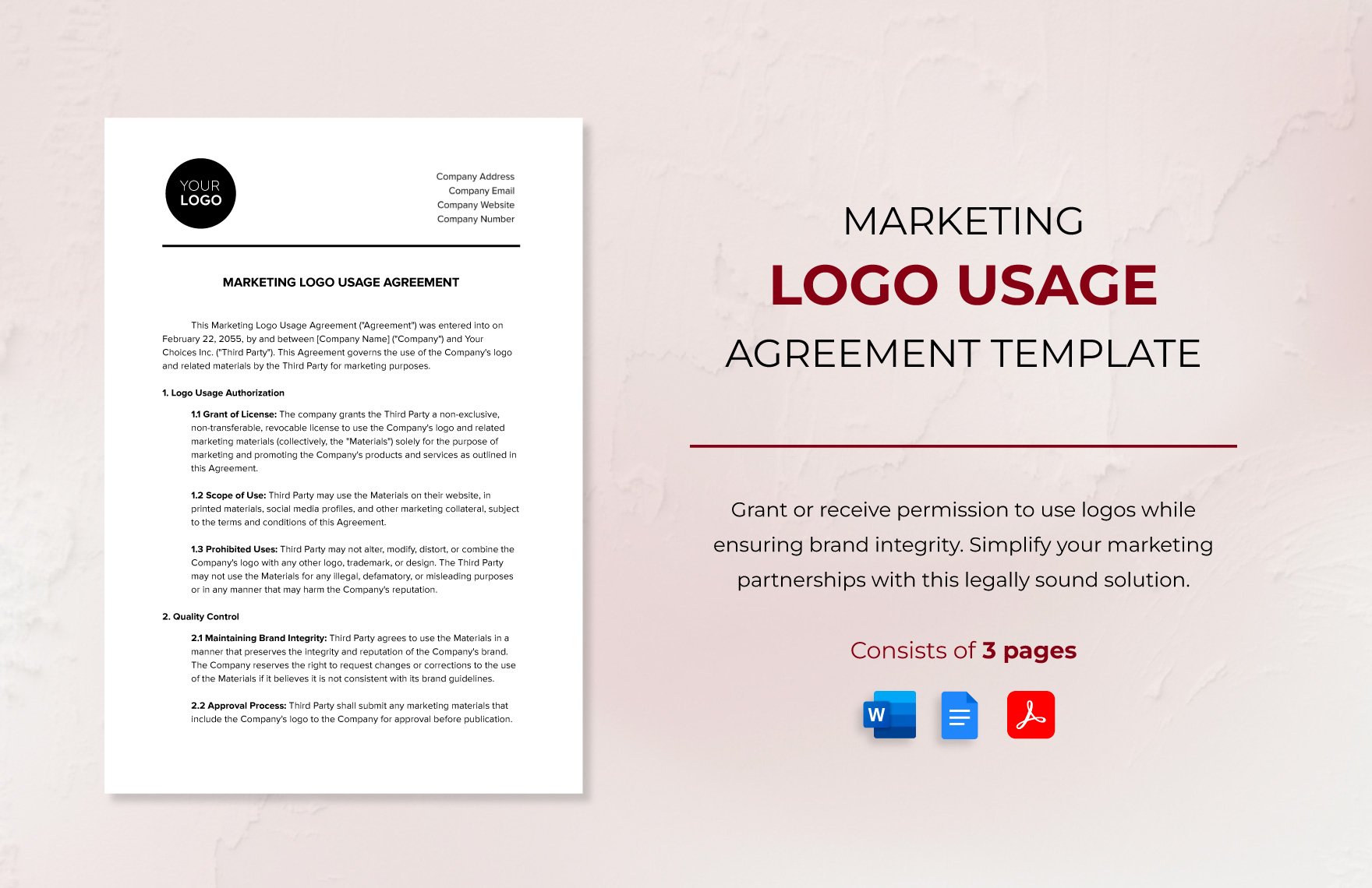 Marketing Logo Usage Agreement Template in Word, Google Docs, PDF