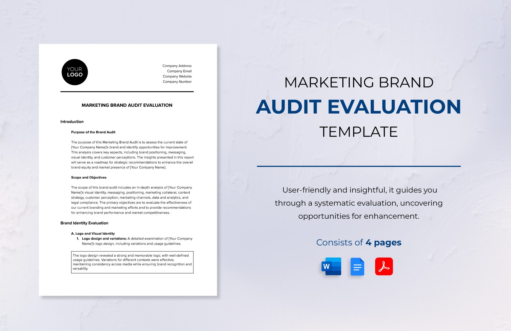 Marketing Brand Audit Evaluation Template in Word, Google Docs, PDF