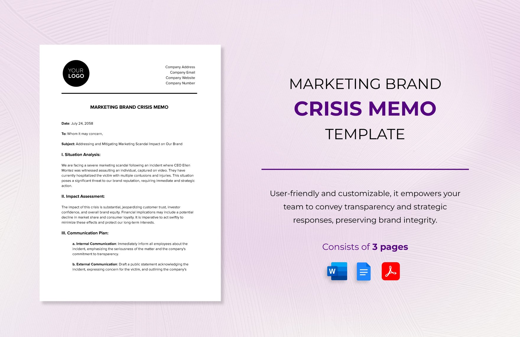 Marketing Brand Crisis Memo Template