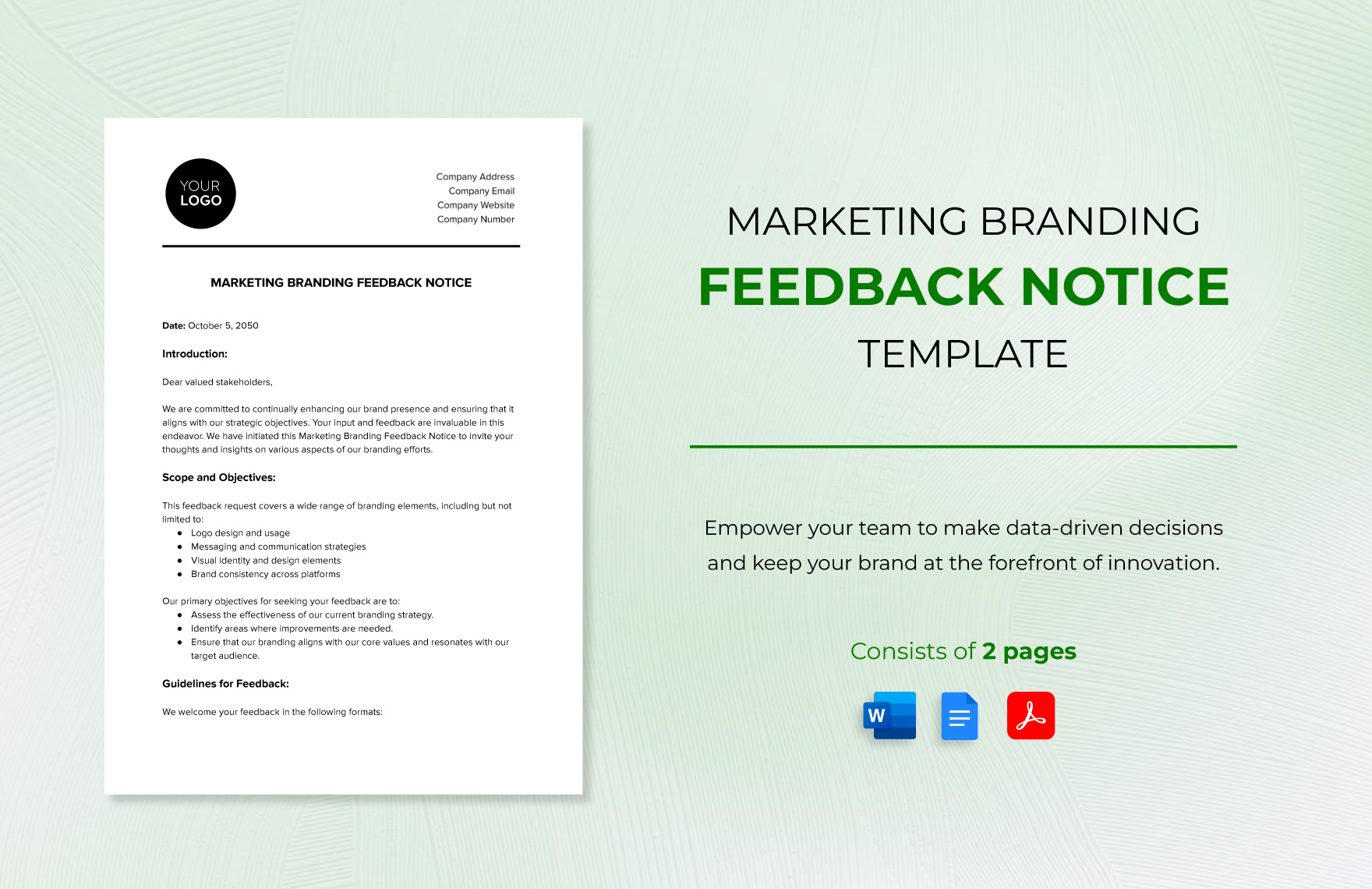 Marketing Branding Feedback Notice Template