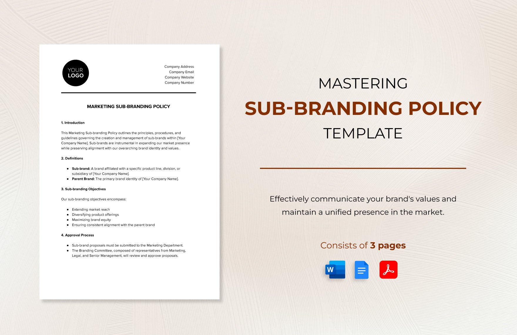 Marketing Sub-branding Policy Template in Word, Google Docs, PDF
