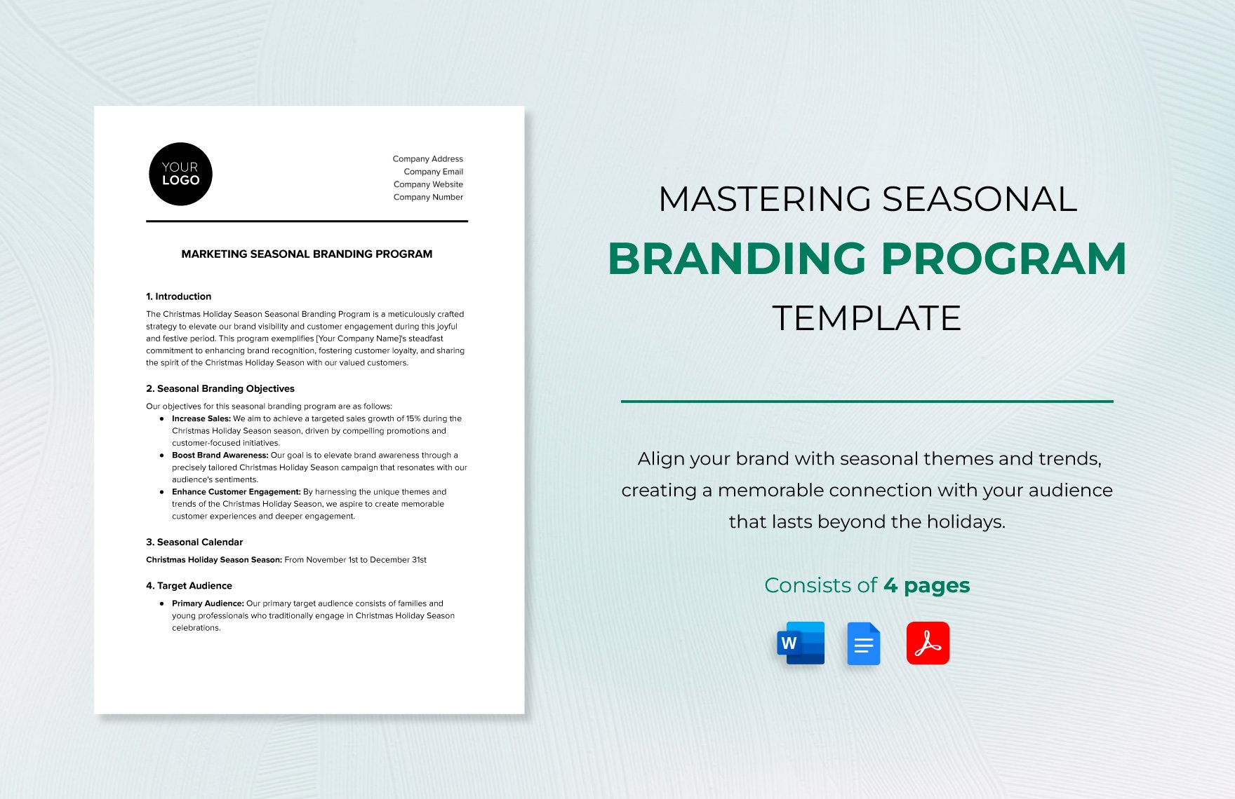 Marketing Seasonal Branding Program Template in Word, Google Docs, PDF
