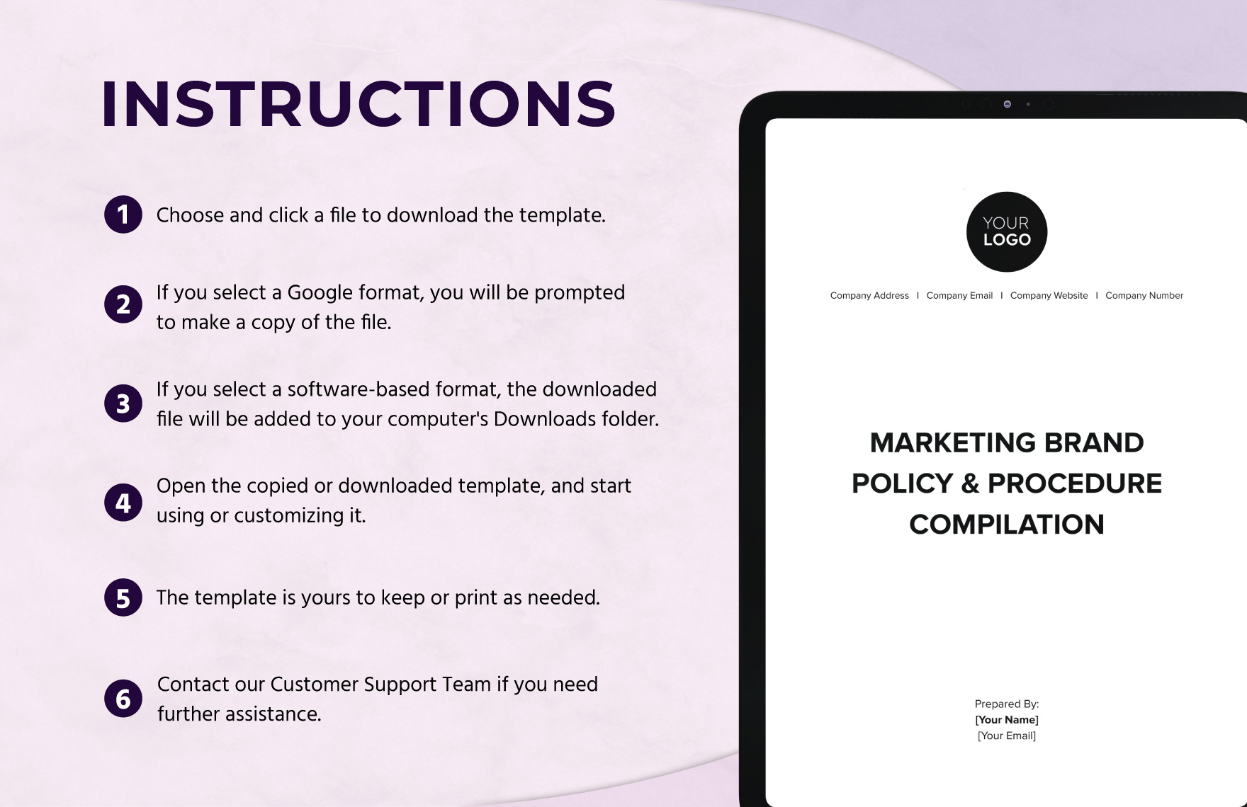 Marketing Brand Policy & Procedure Compilation Template
