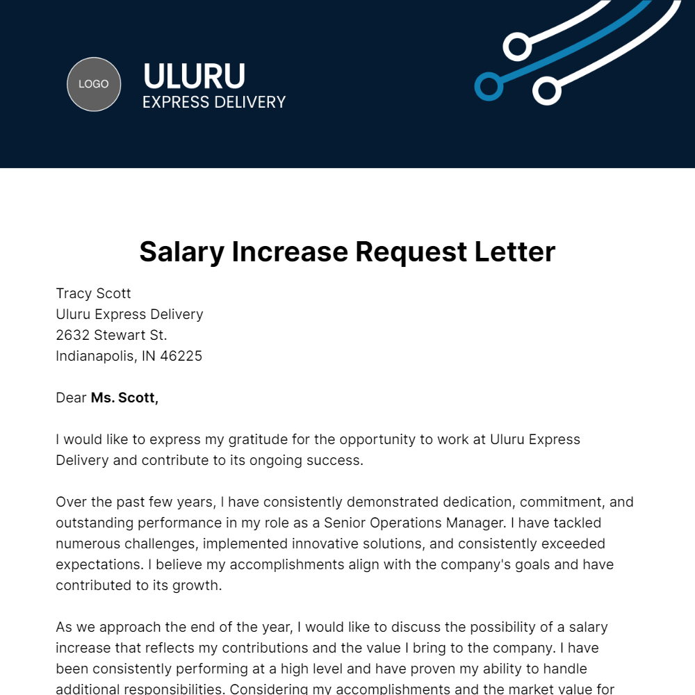 Free Salary Increase Request Letter  Template