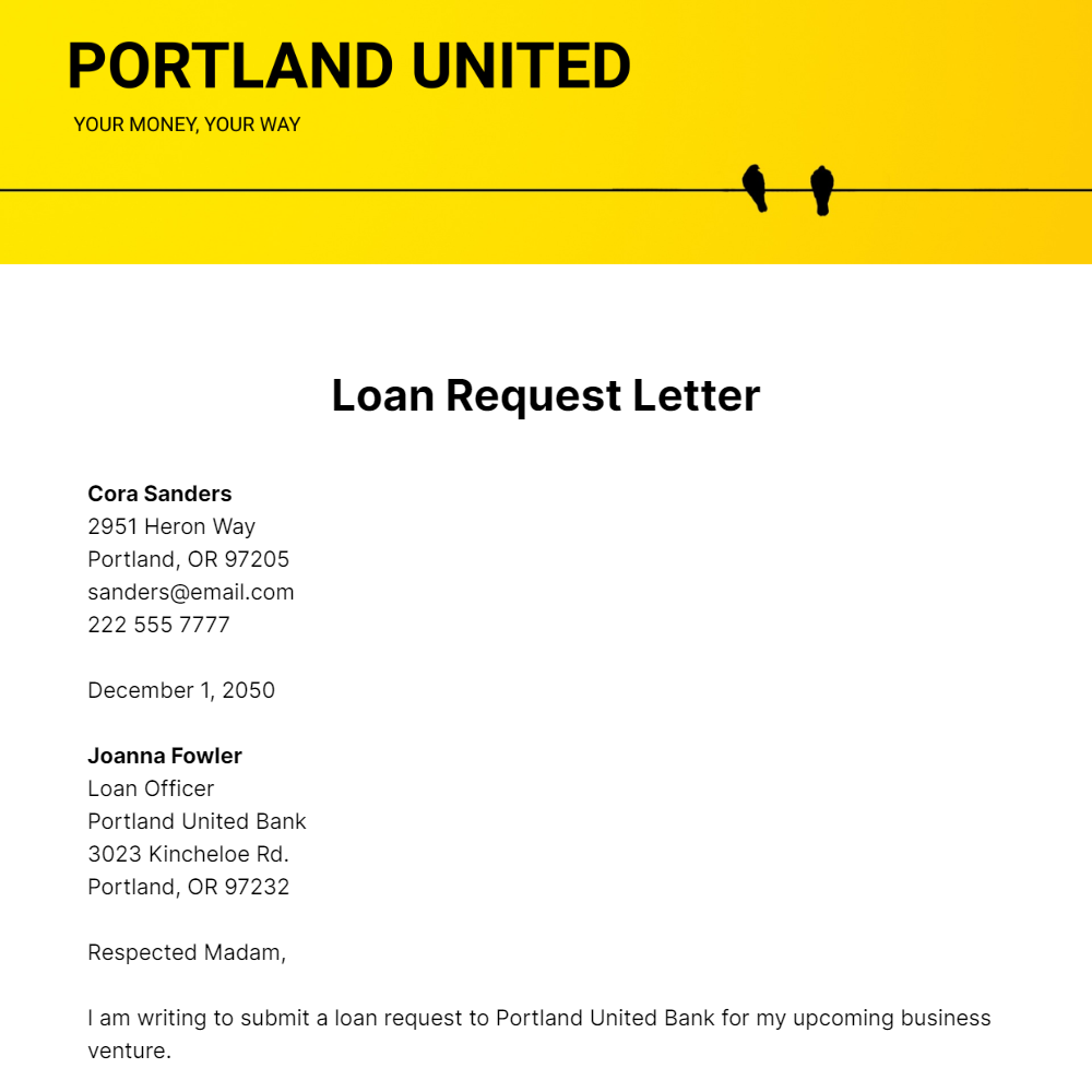 Loan Request Letter  Template