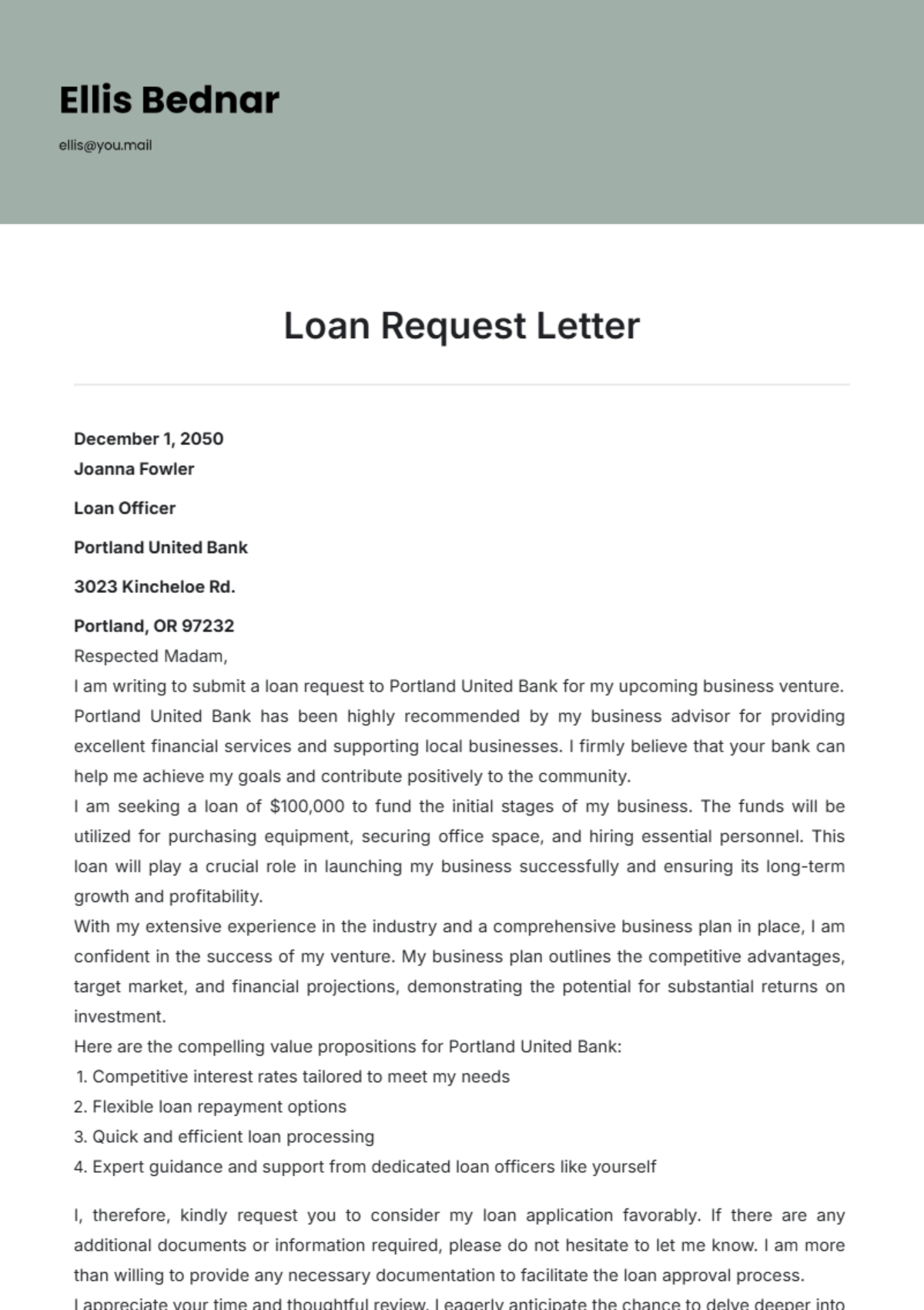 Loan Request Letter Template - Edit Online & Download