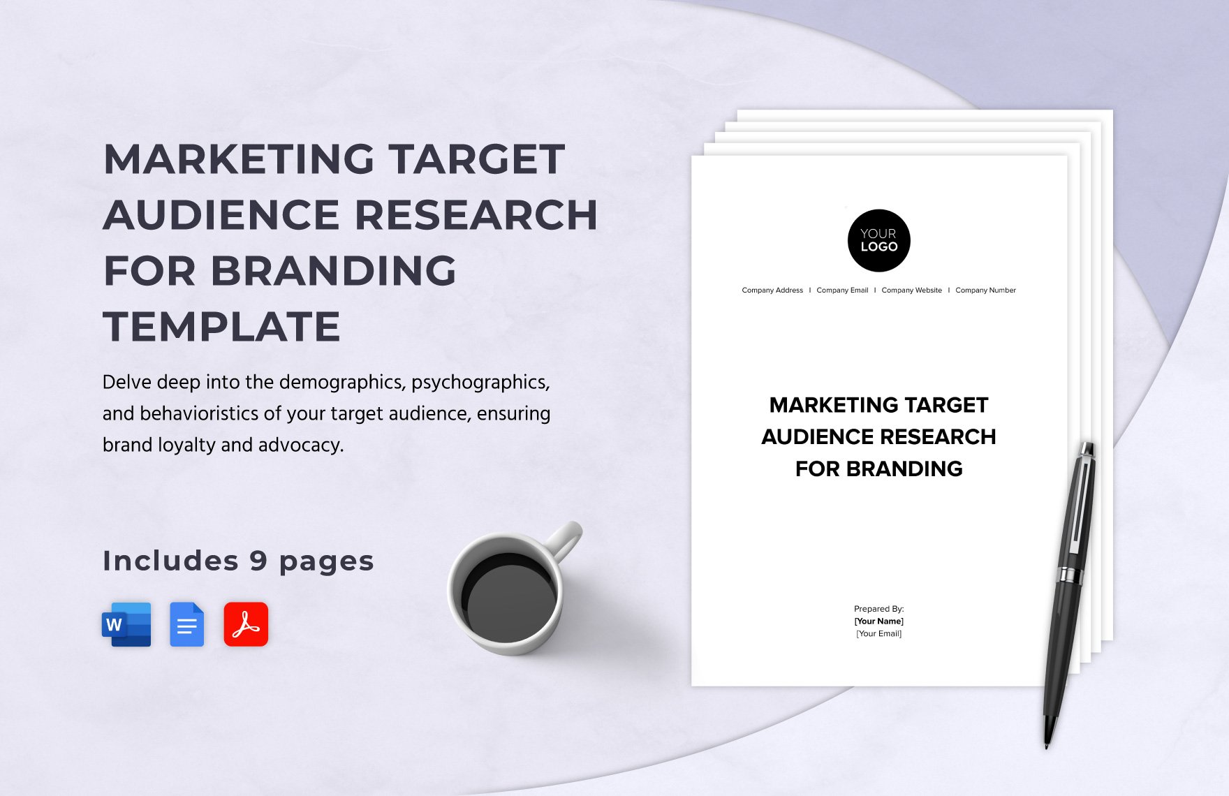 Marketing Target Audience Research for Branding Template in Word, Google Docs, PDF
