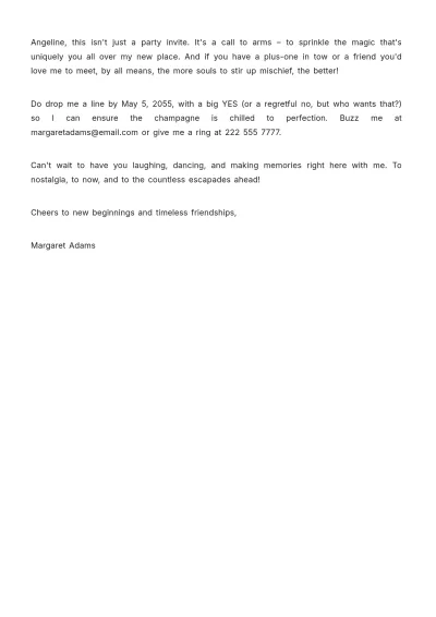 Free Personal Invitation Letter for Housewarming Party  Template to Edit Online