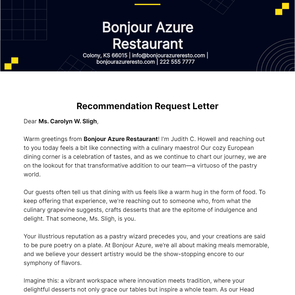 Recommendation Request Letter  Template
