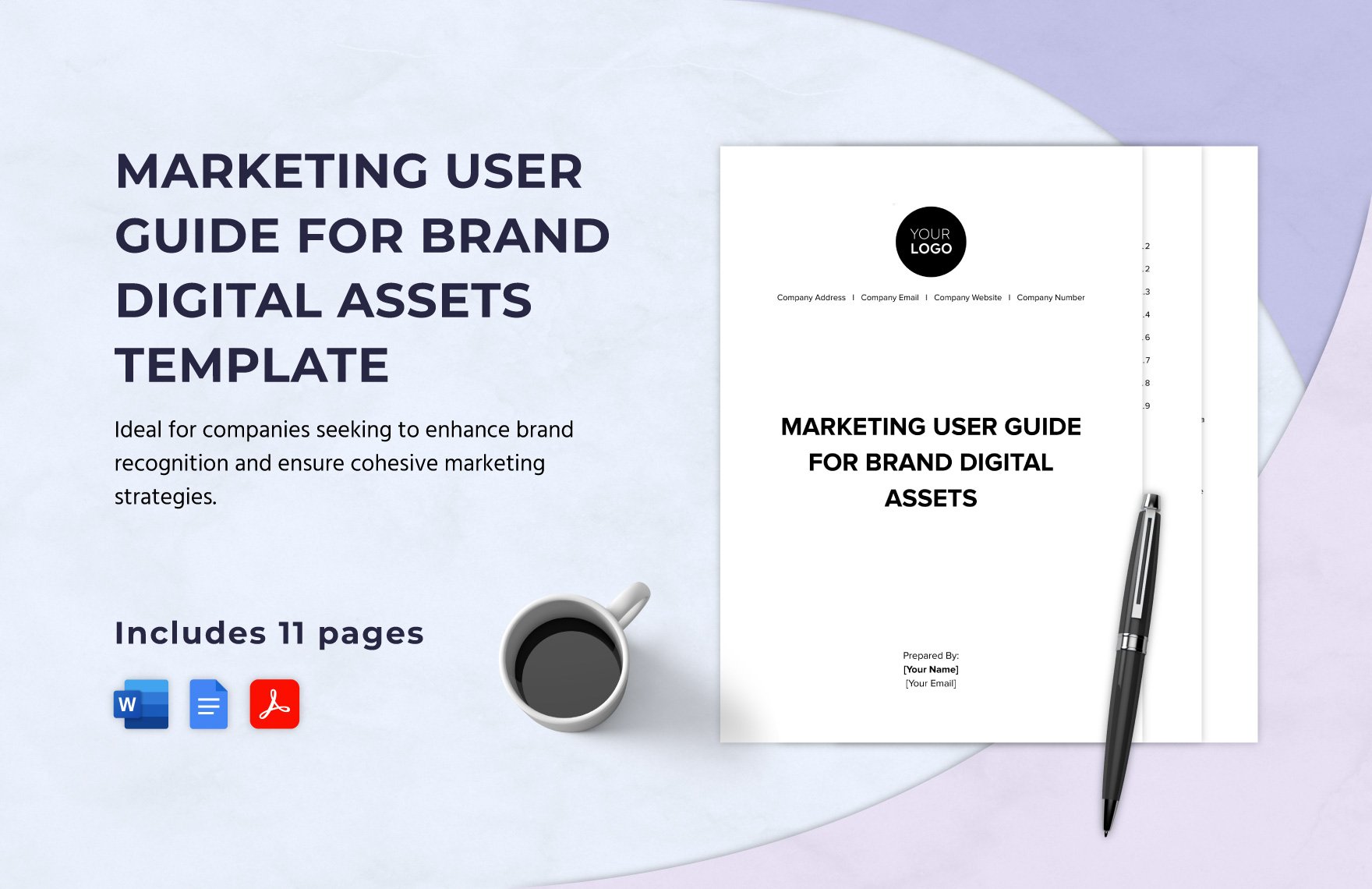 Marketing User Guide for Brand Digital Assets Template in Word, Google Docs, PDF