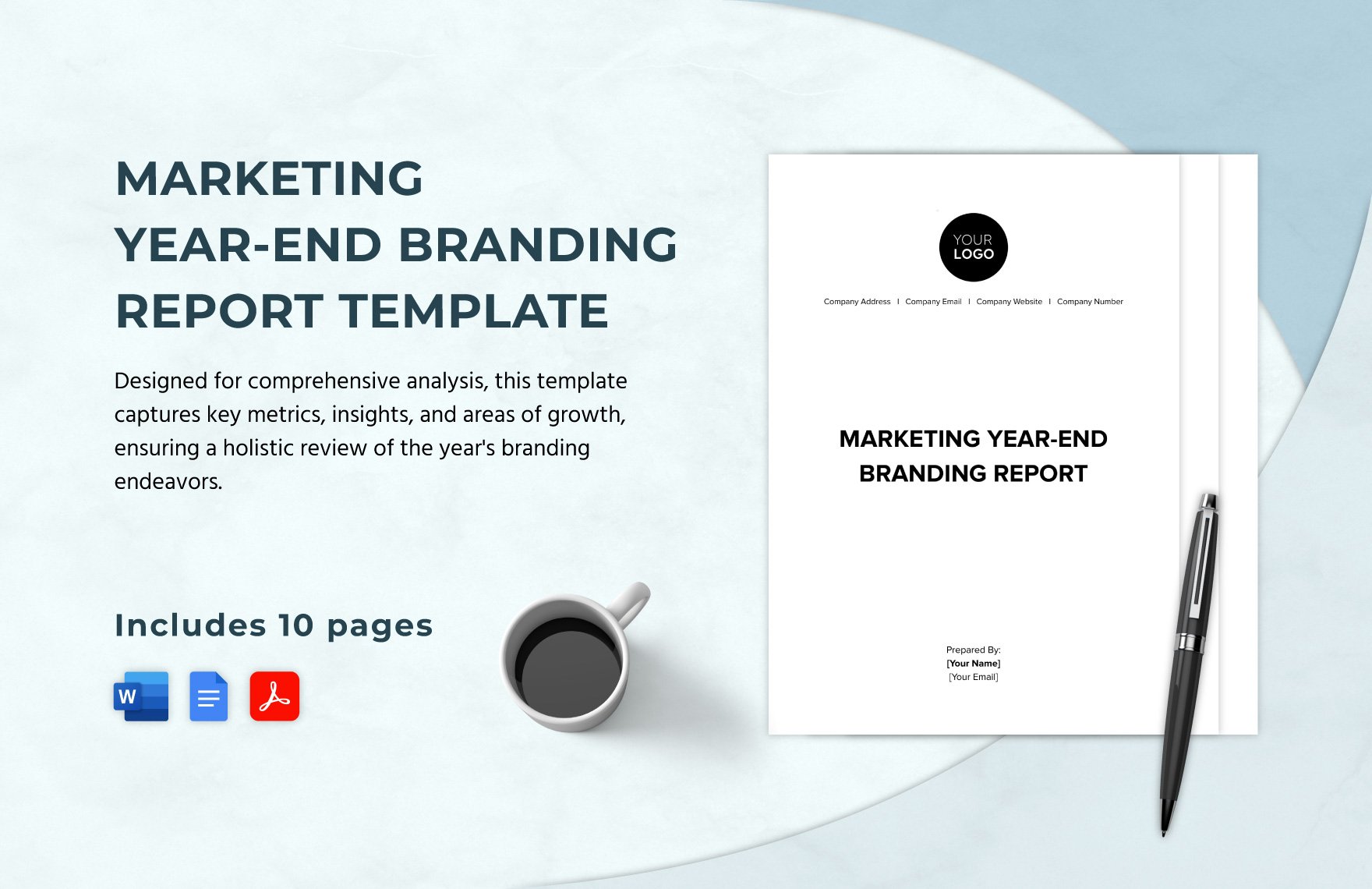 Marketing Year-end Branding Report Template in Word, Google Docs, PDF