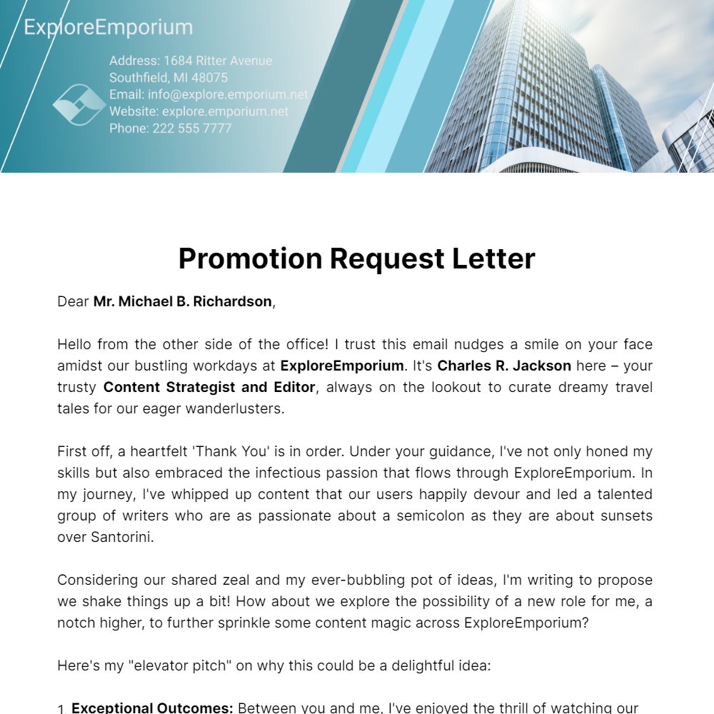 Promotion Request Letter  Template