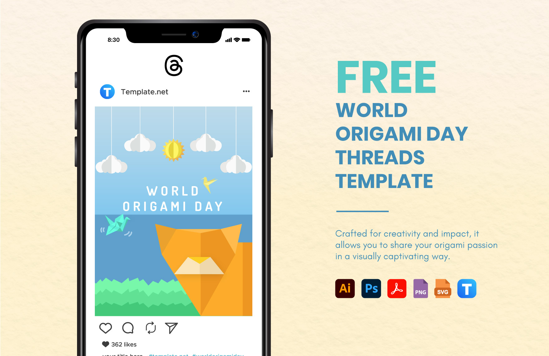 Free World Origami Day Threads Post Template in PDF, Illustrator, PSD, SVG, PNG