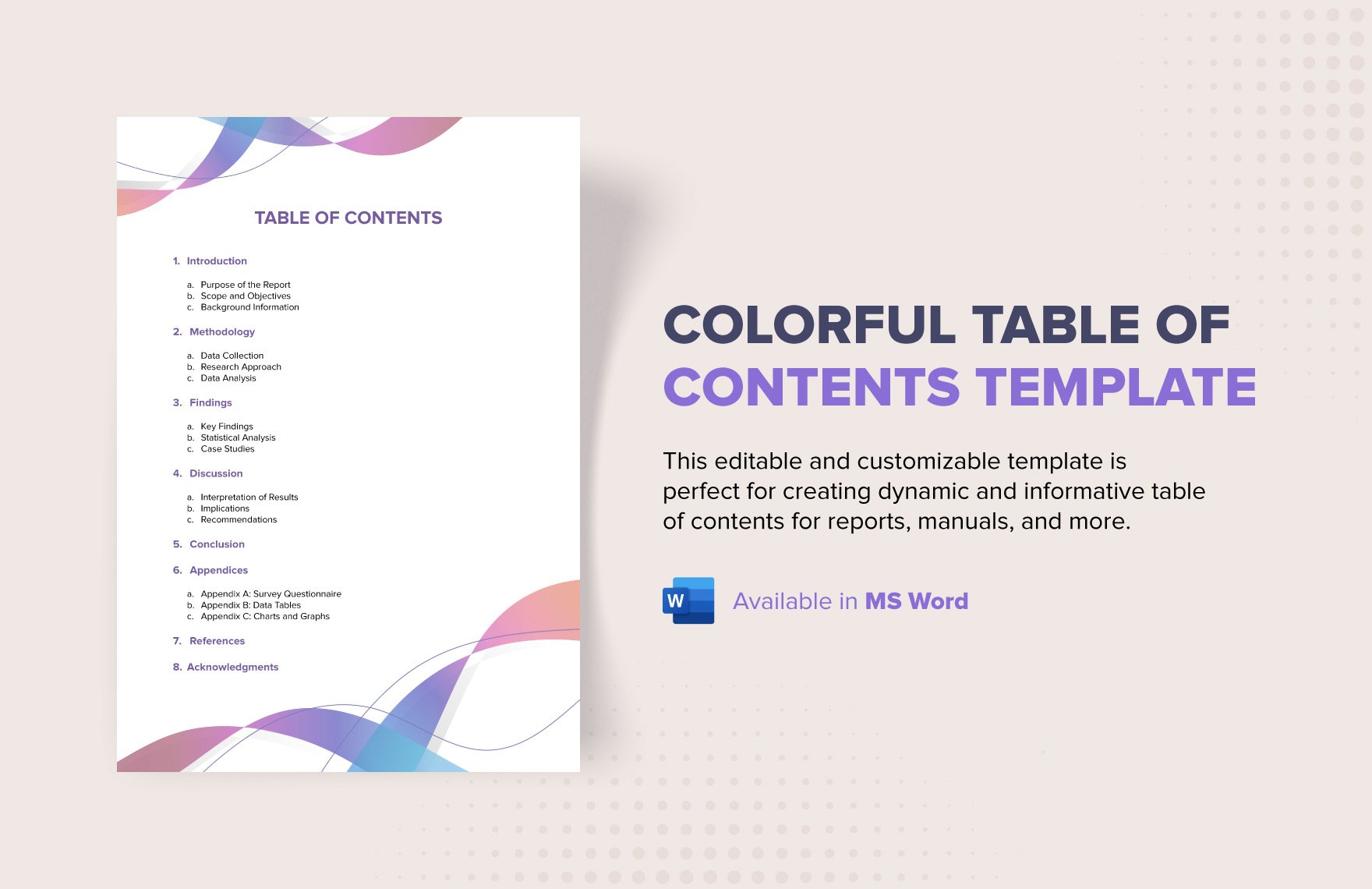 Colorful Table of Contents Template