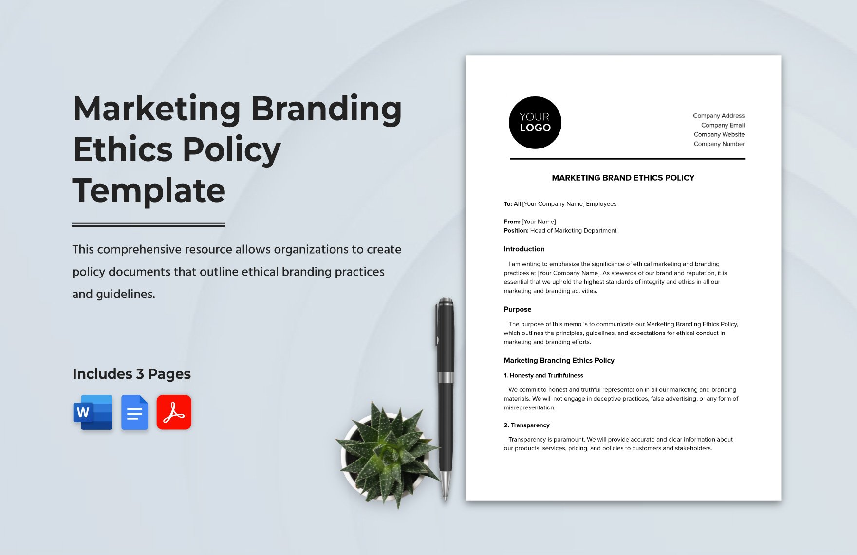 Marketing Branding Ethics Policy Template in Word, Google Docs, PDF