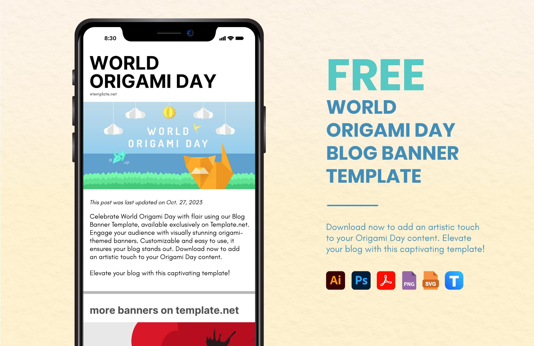 Free World Origami Day Blog Banner Template in PDF, Illustrator, PSD, SVG, PNG