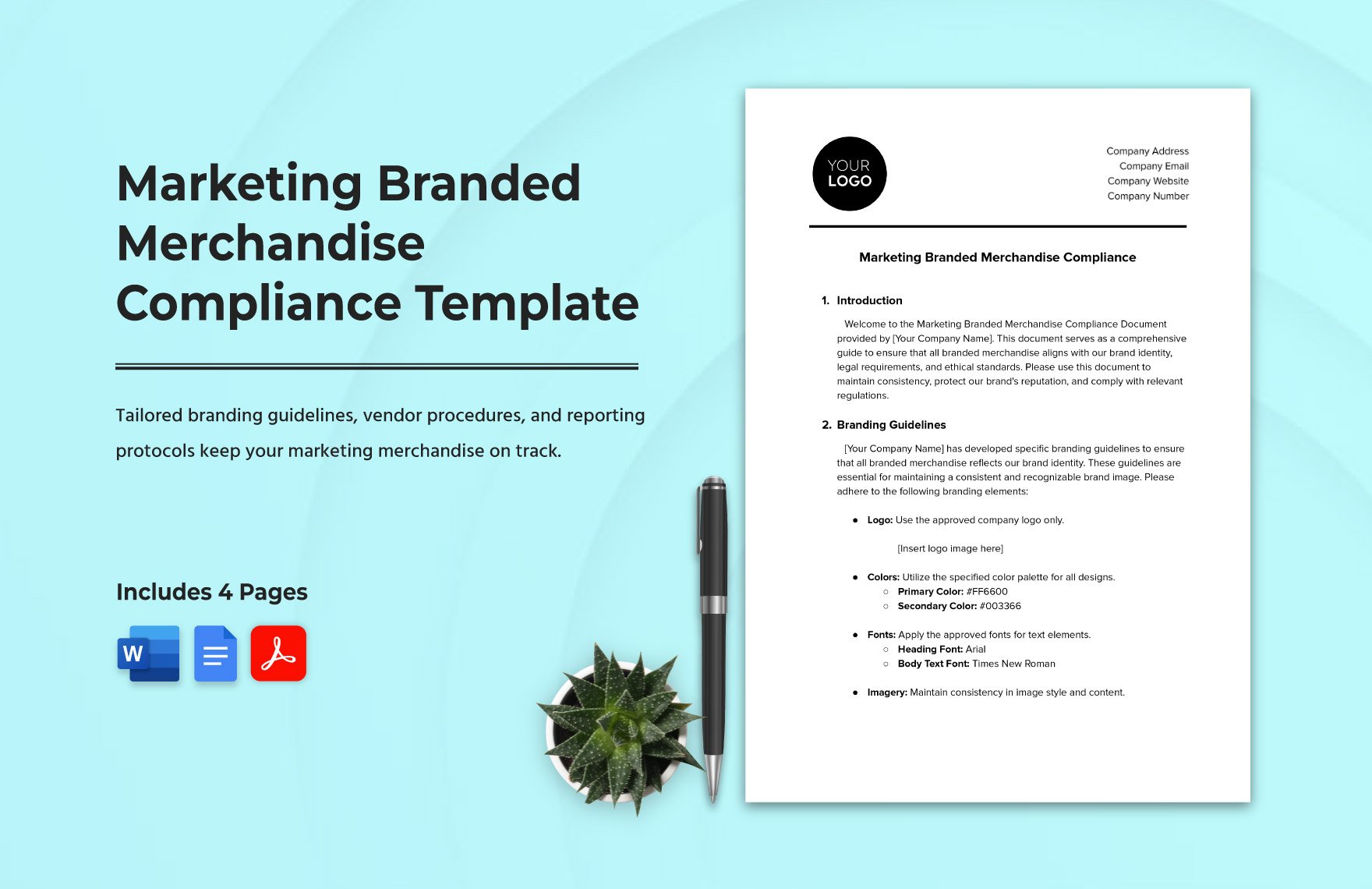 Marketing Branded Merchandise Compliance Template in Word, Google Docs, PDF