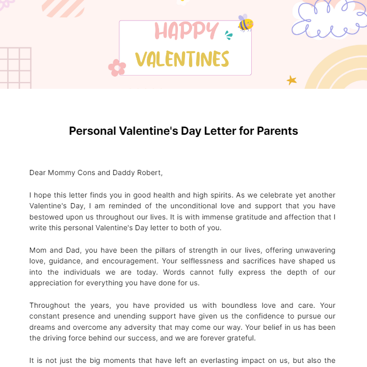 27+ Valentine'S Day Letter To Parents