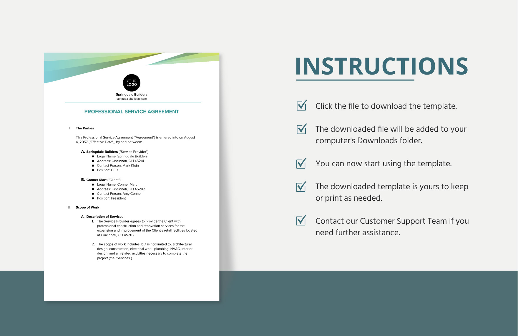 Professional Service Agreement Template