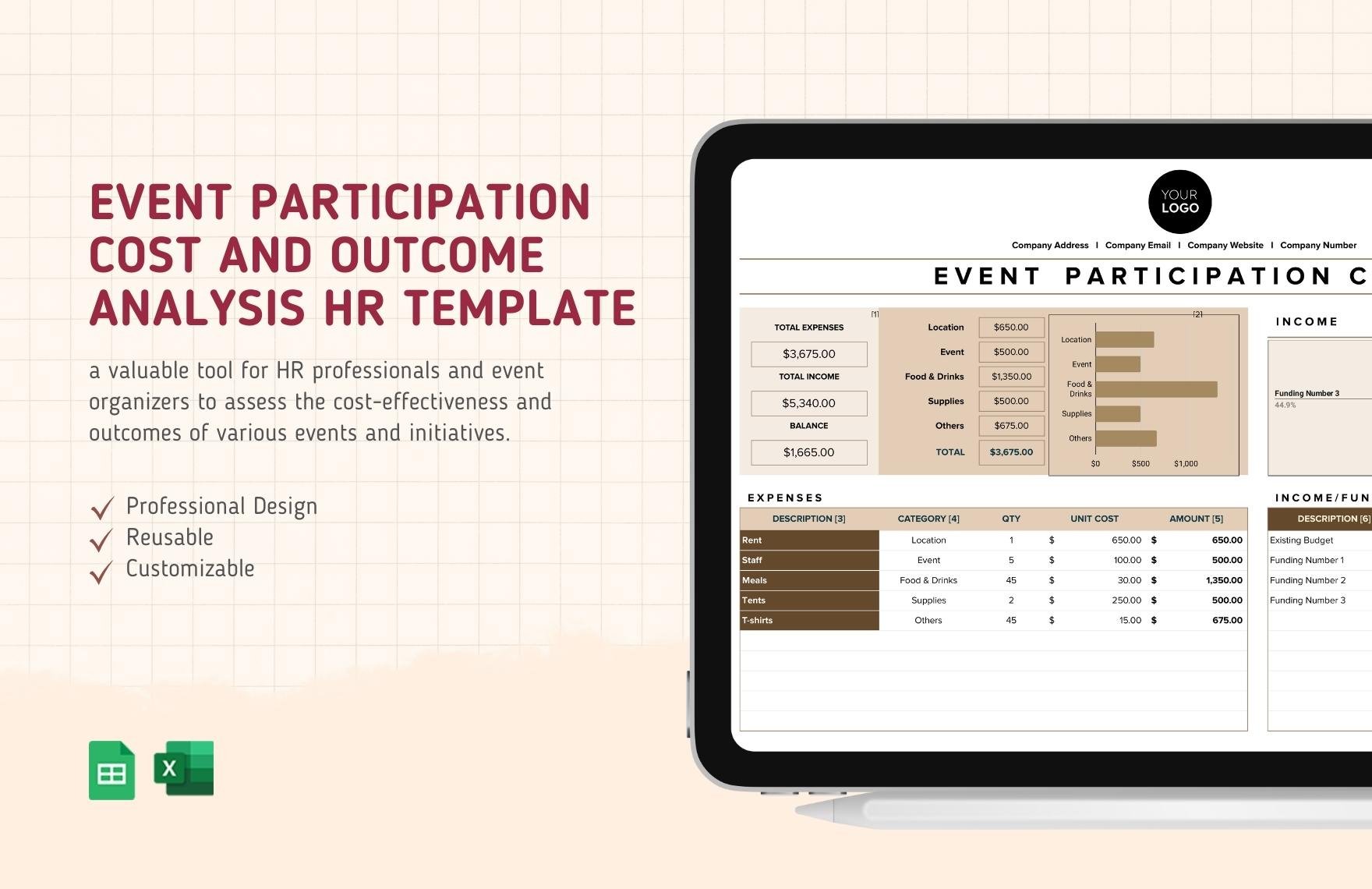 Event Participation Cost and Outcome Analysis HR Template