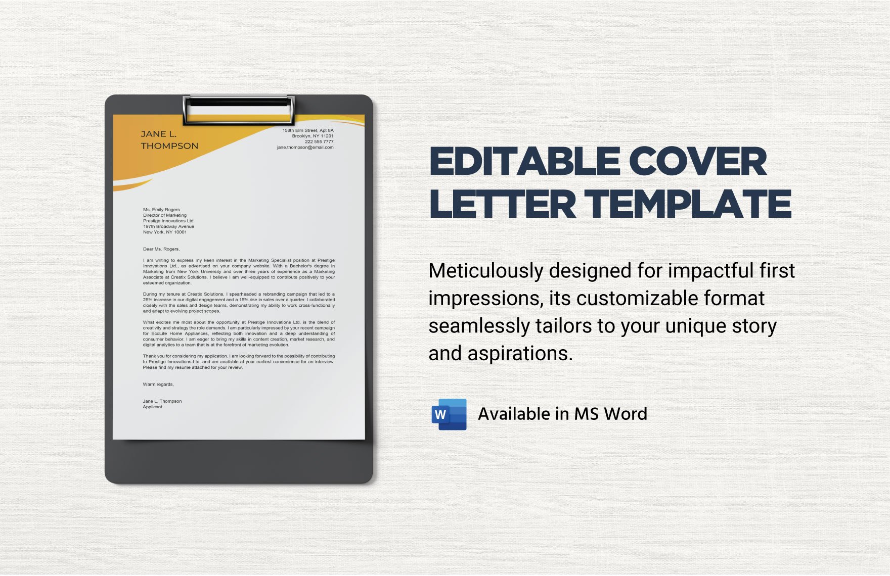 Editable Cover Letter Template