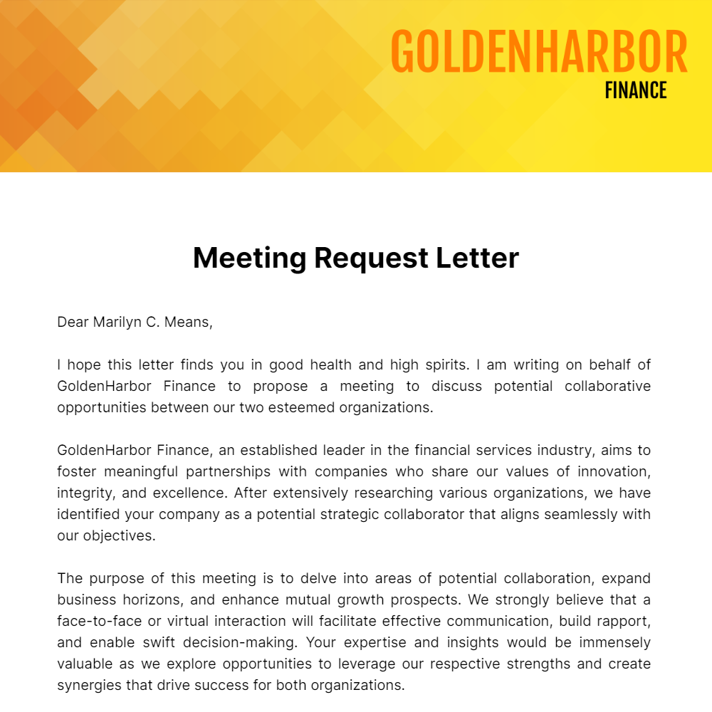 Meeting Request Letter  Template