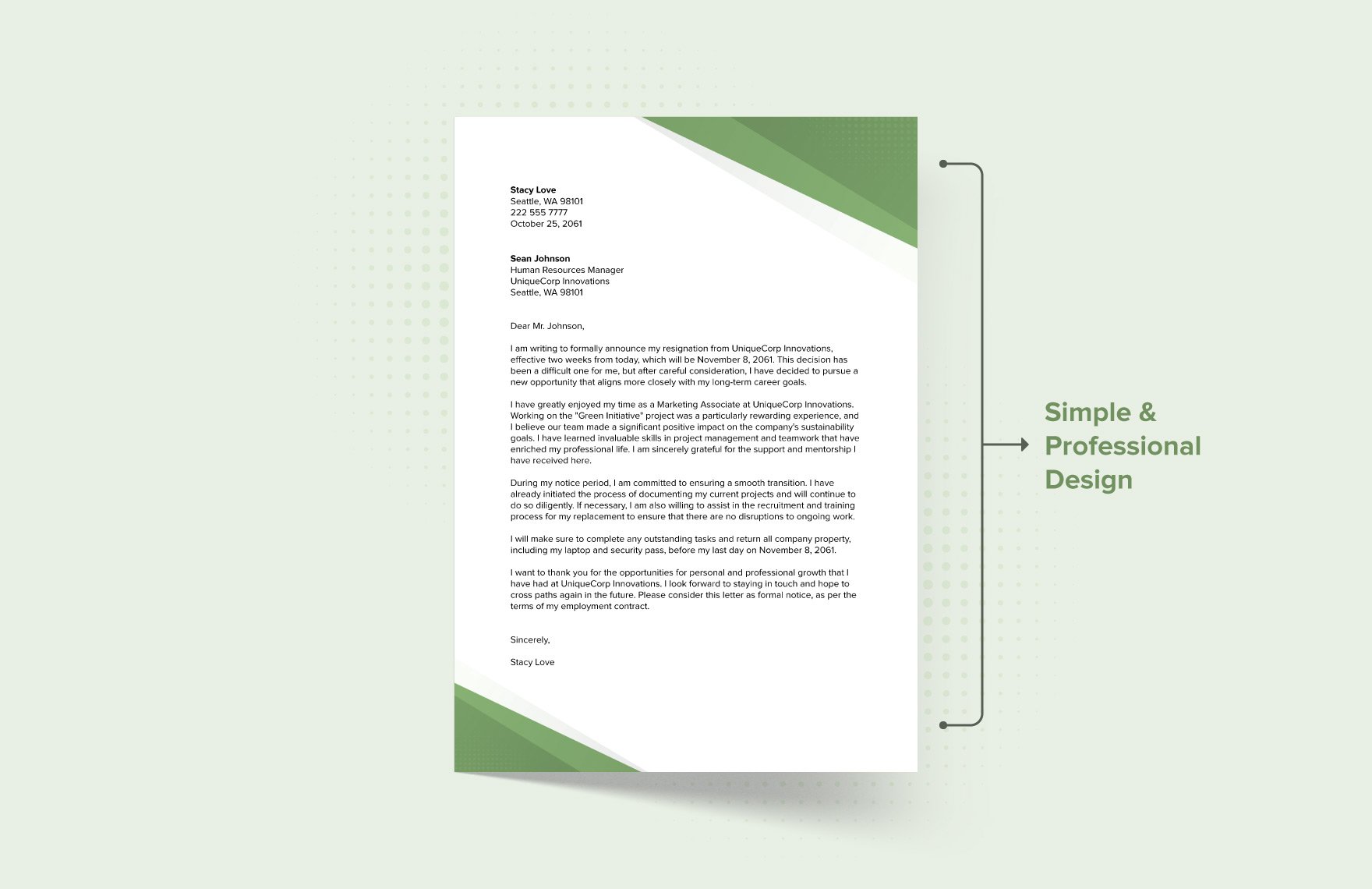 Professional Resignation Letter Template