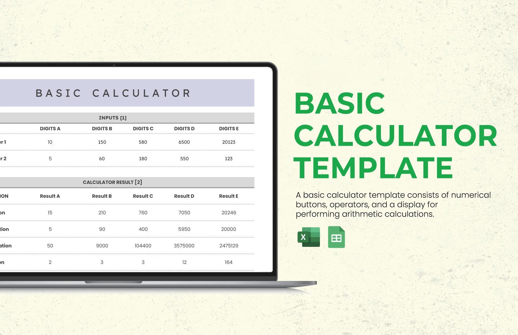 Free Basic Calculator Template in Excel, Google Sheets