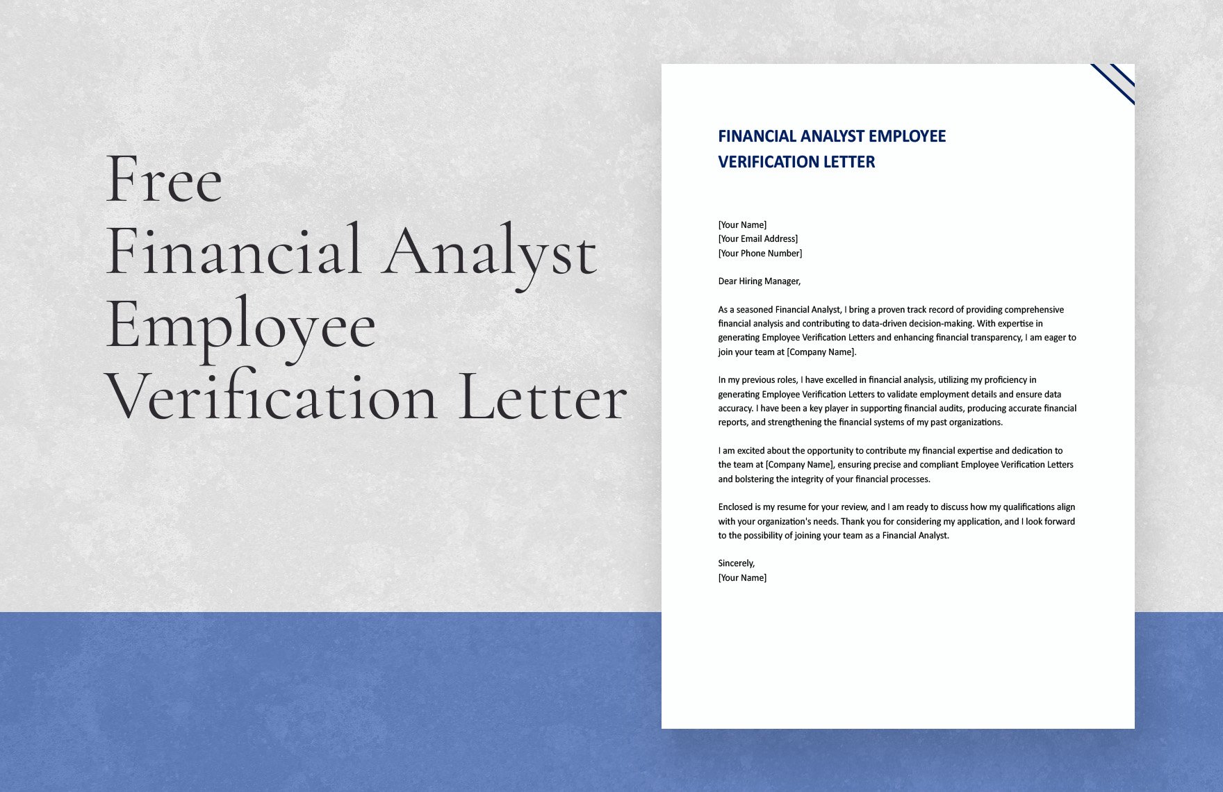 Financial Analyst Employee Verification Letter