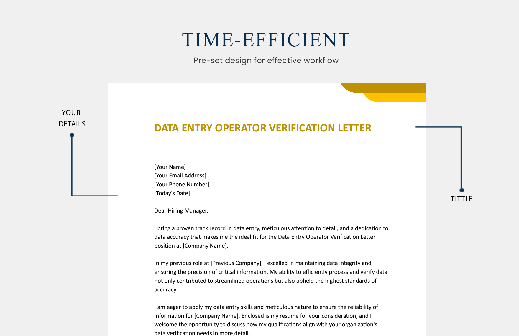 Data Entry Operator Verification Letter