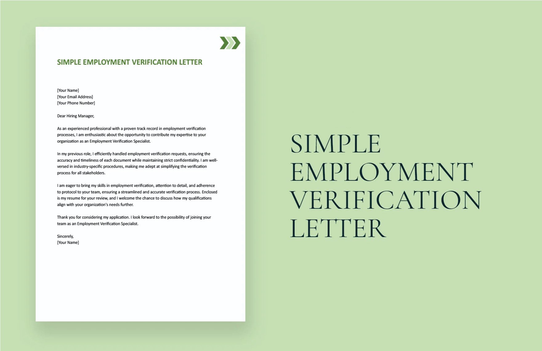 Free Simple Employment Verification Letter