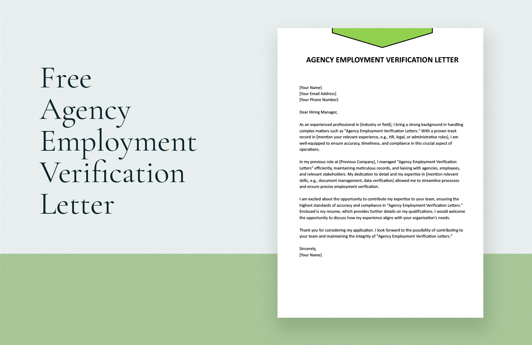 Free Agency Employment Verification Letter