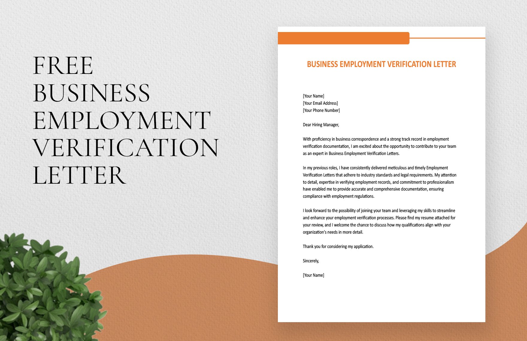 Free Business Employment Verification Letter