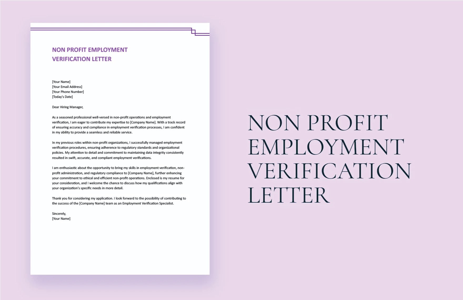 Non Profit Employment Verification Letter