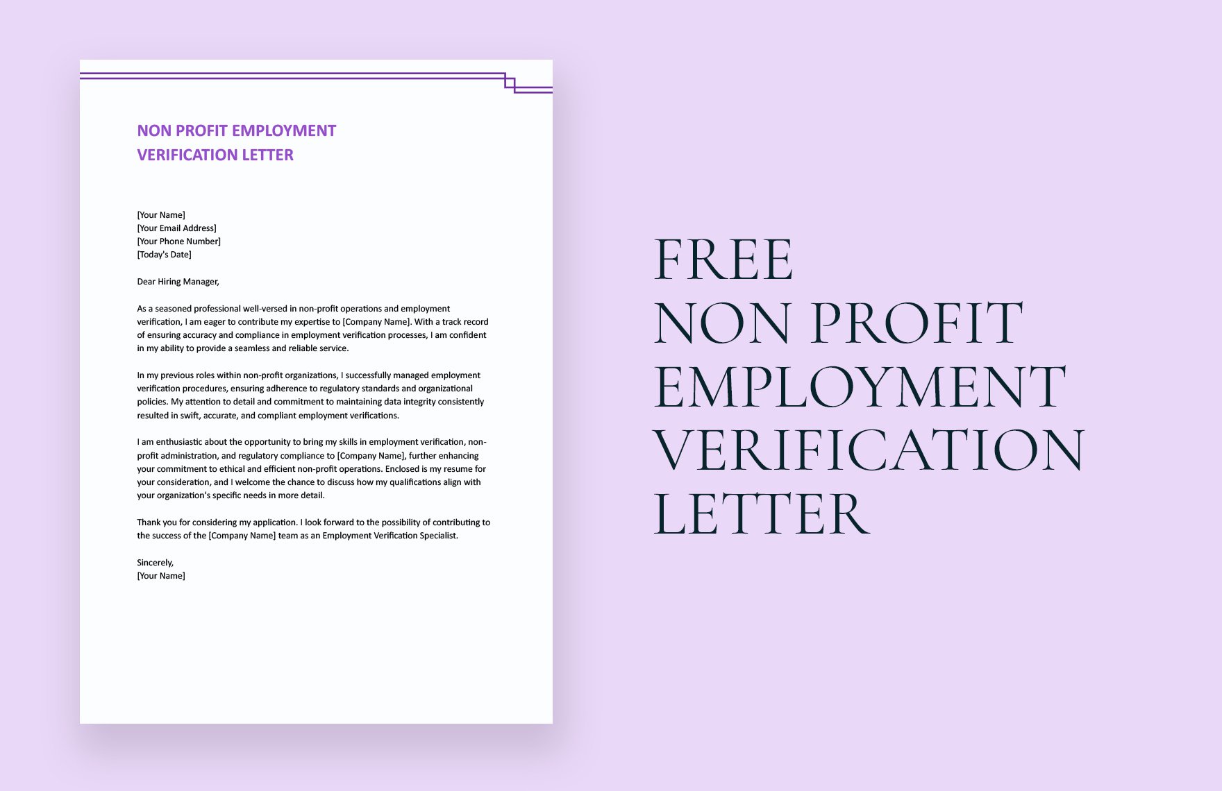 Free Non Profit Employment Verification Letter
