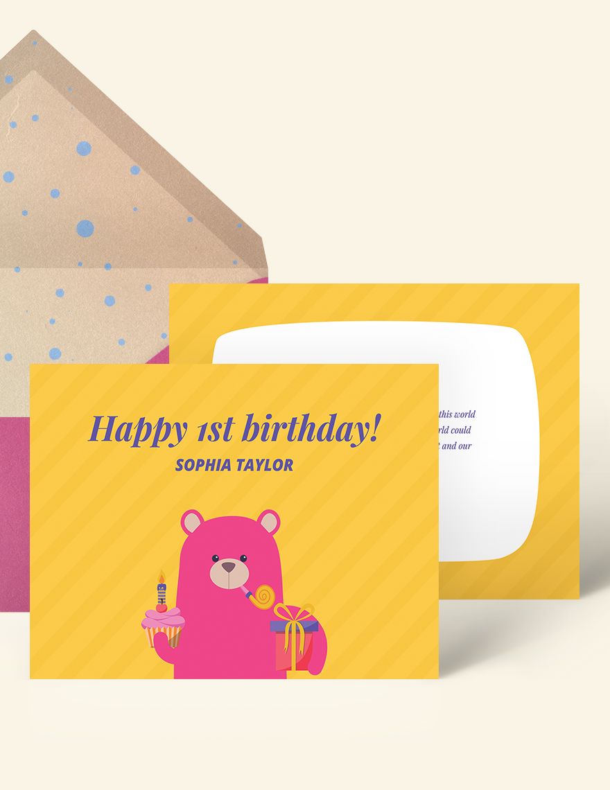 1st Birthday Greeting Card Template in PSD, Illustrator, Pages, Word, Google Docs, Publisher - Download | Template.net