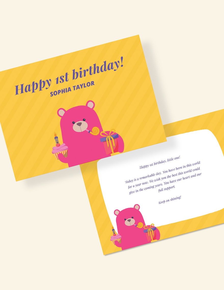 1st Birthday Greeting Card Template