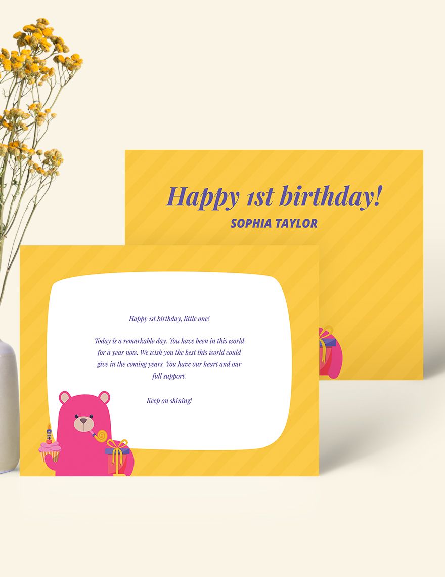 1st Birthday Greeting Card Template