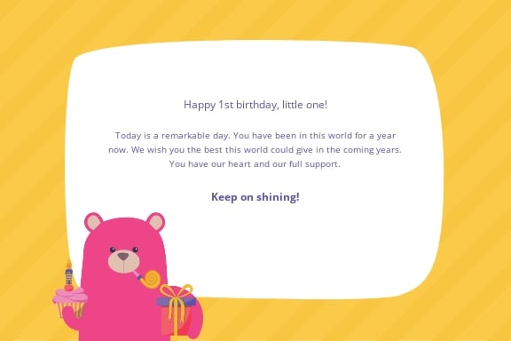 1st Birthday Greeting Card Template [Free PDF] - Word | PSD | Apple