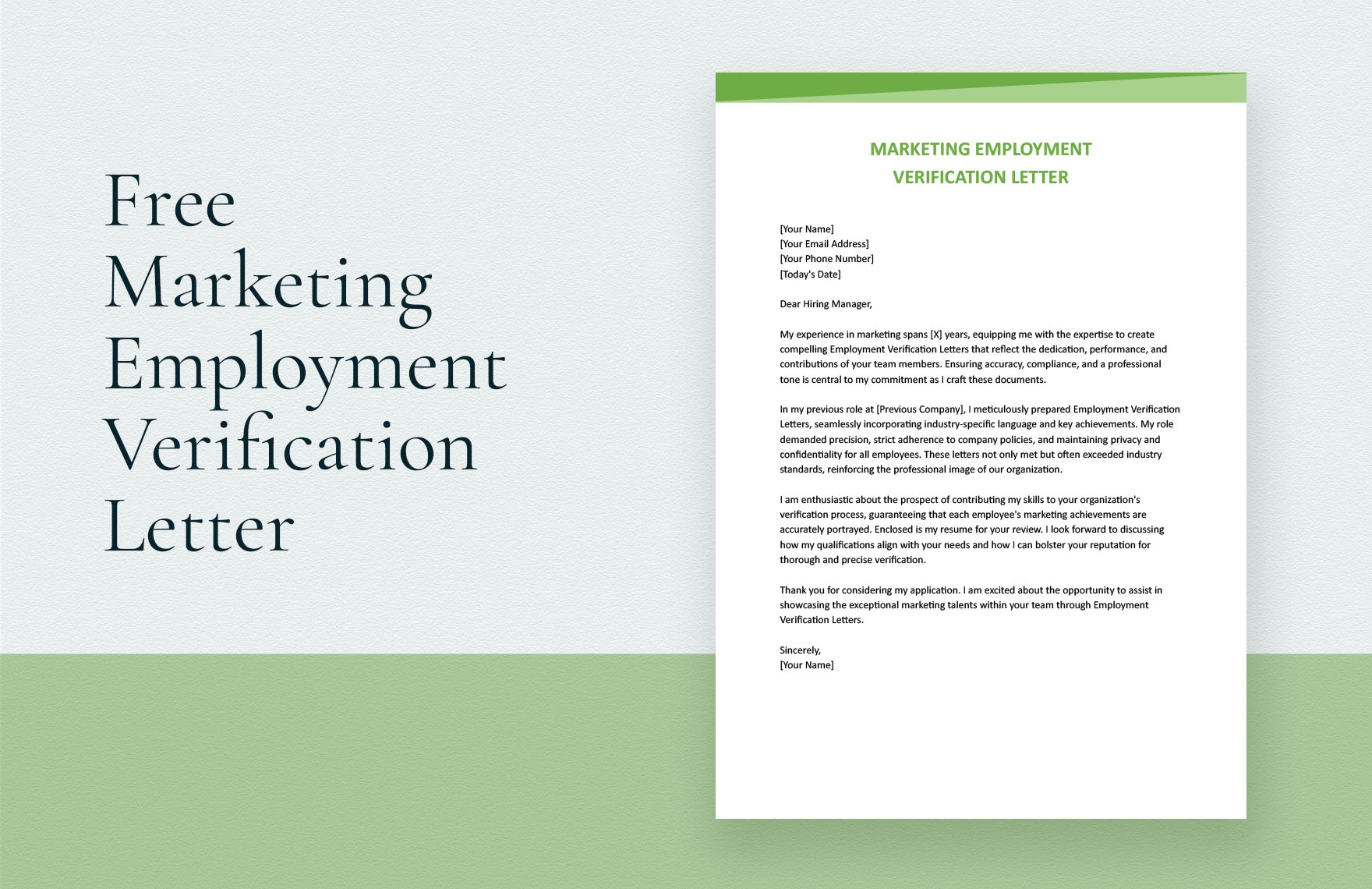 Marketing Employment Verification Letter