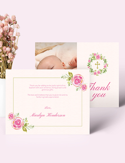 Free Baptism Thank You Card Template to Edit Online