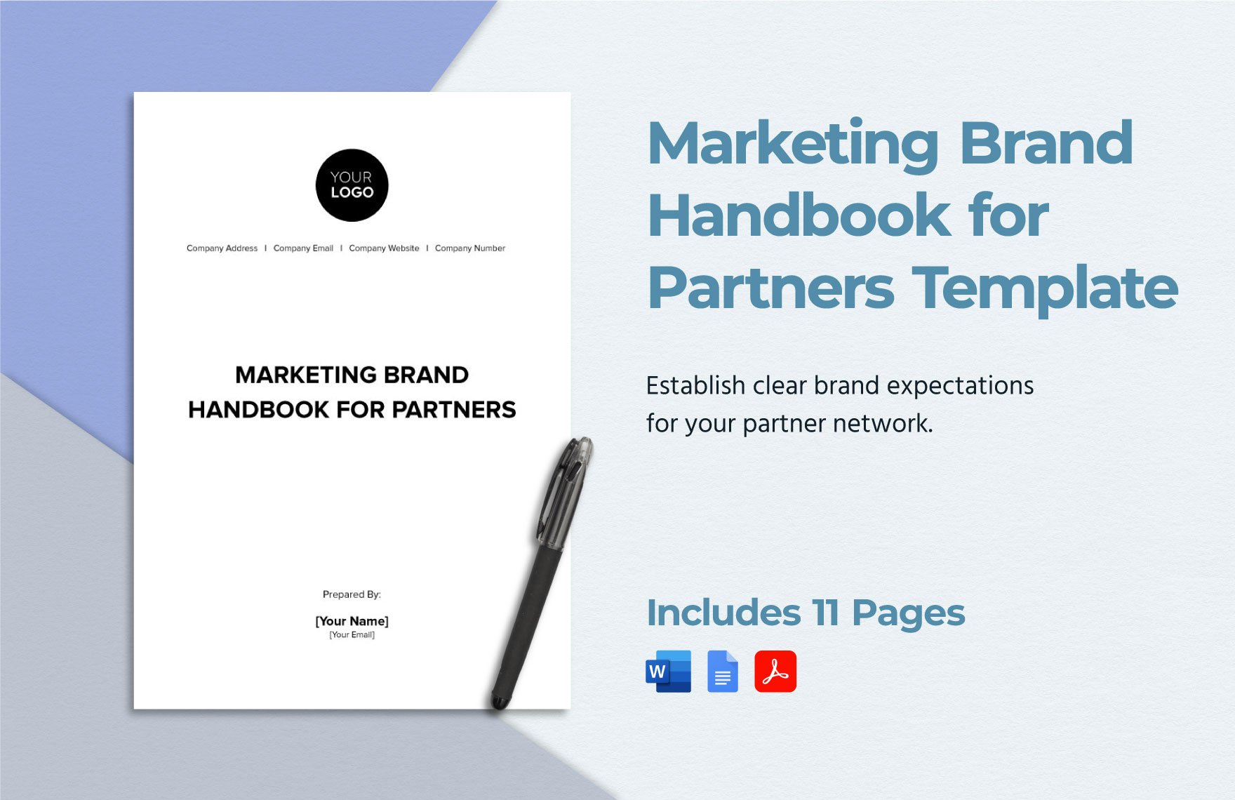 Marketing Brand Handbook for Partners Template in Word, Google Docs, PDF