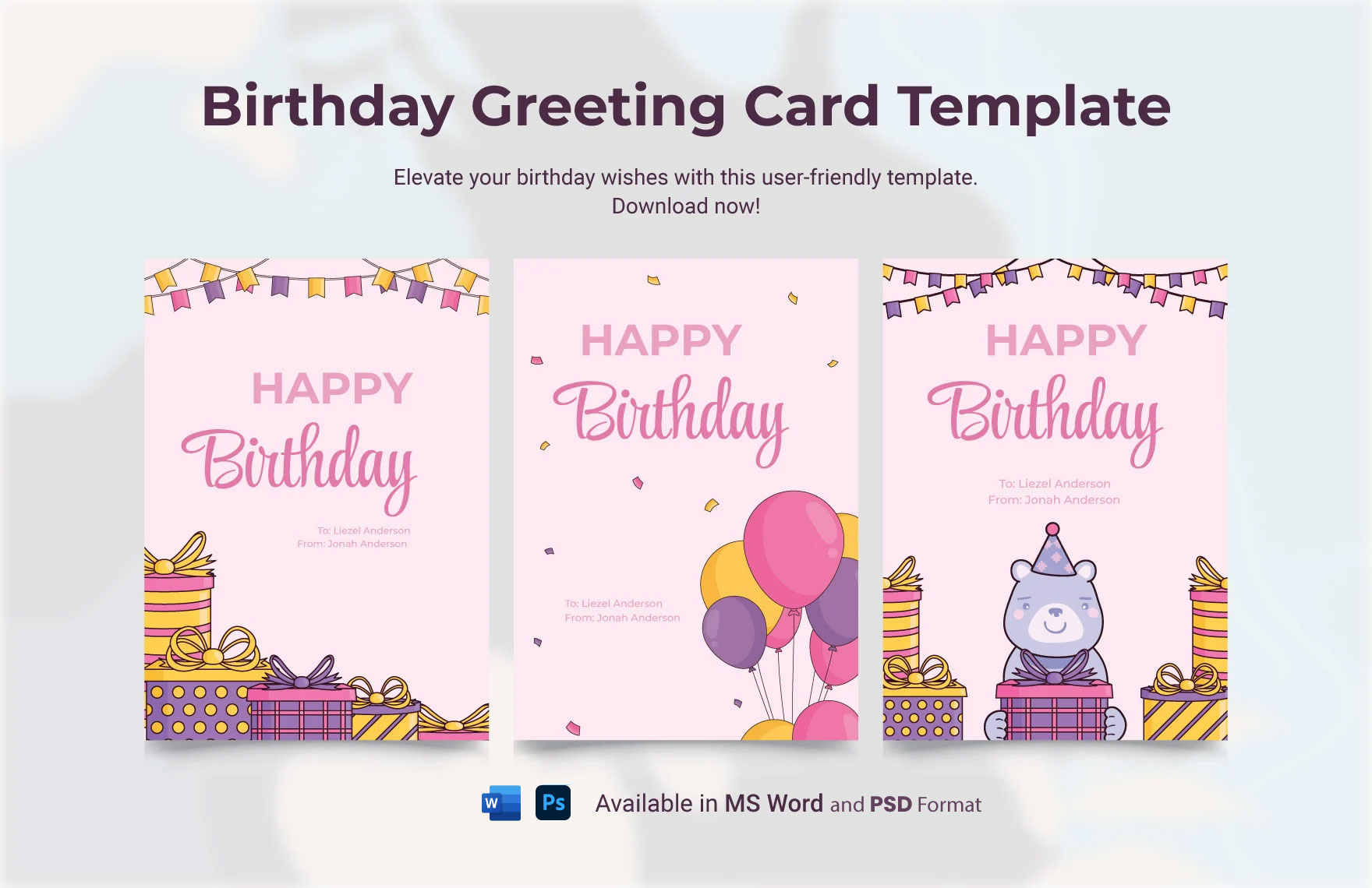 Birthday Greeting Template in Word FREE Download
