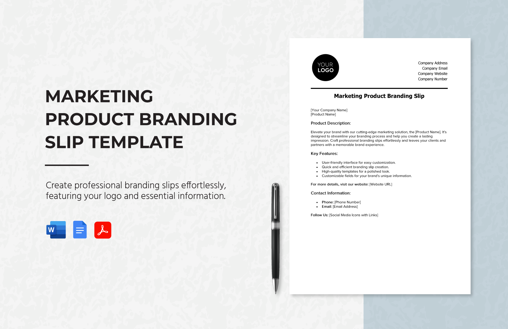 Marketing Product Branding Slip Template