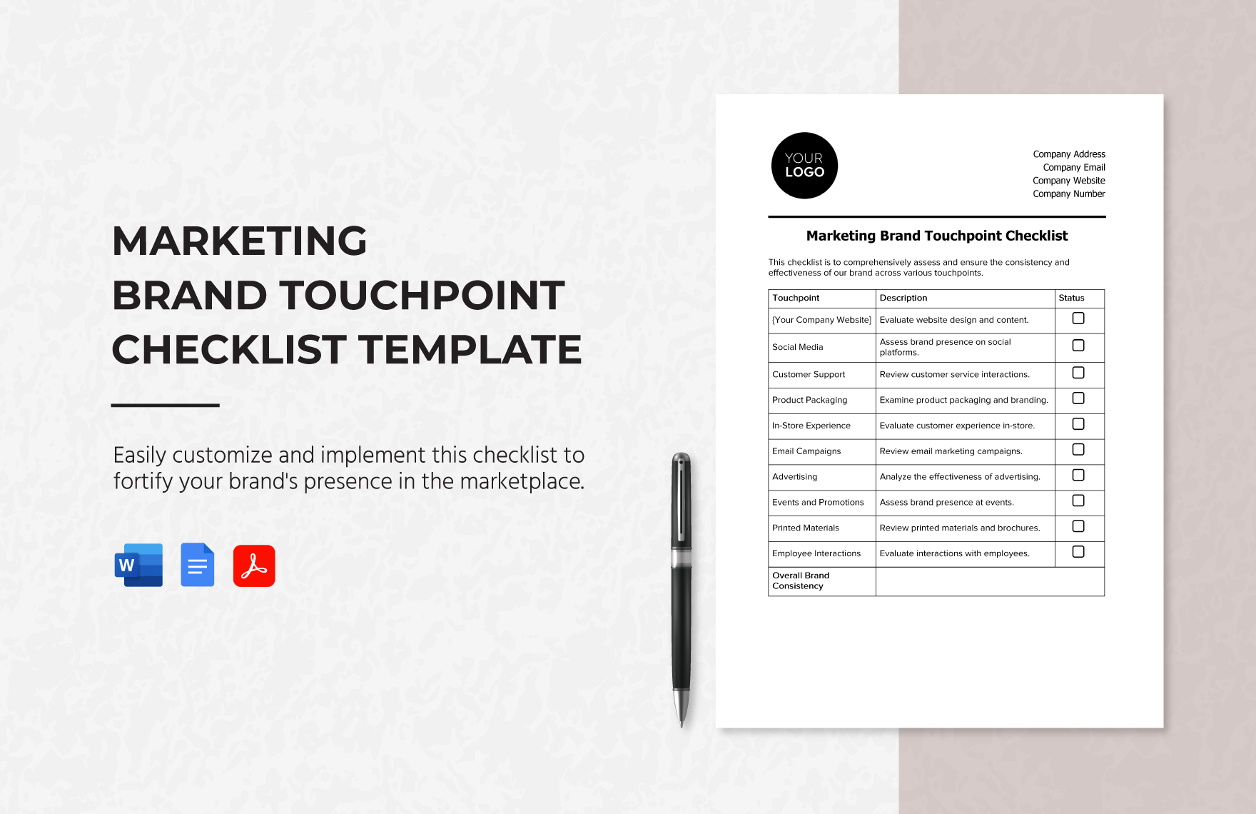 Marketing Brand Touchpoint Checklist Template in Word, Google Docs, PDF