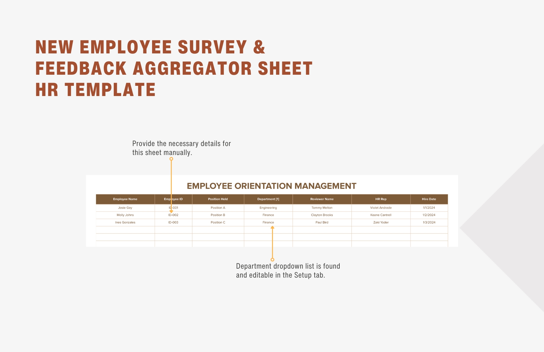 New Employee Survey & Feedback Aggregator Sheet HR Template