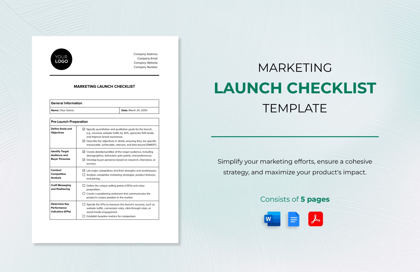 Marketing Launch Checklist Template in Word, Google Docs, PDF