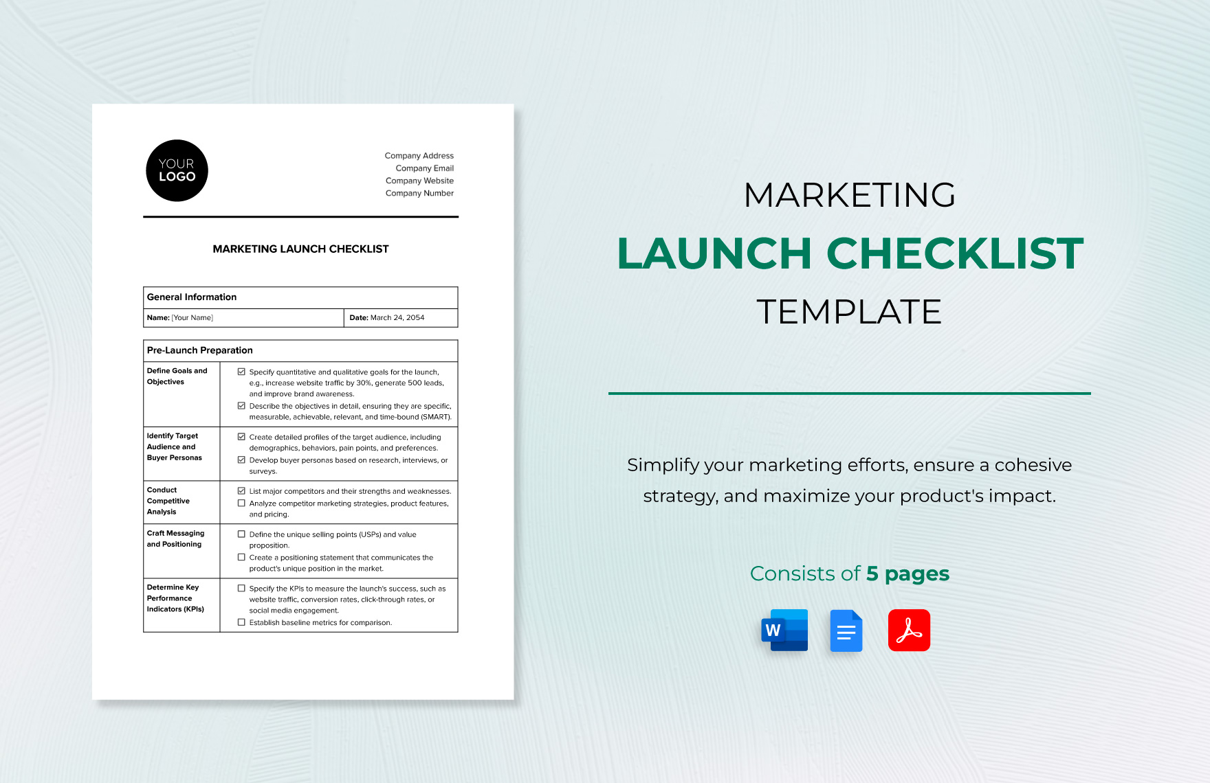 Marketing Launch Checklist Template in Word, PDF, Google Docs - Download | Template.net