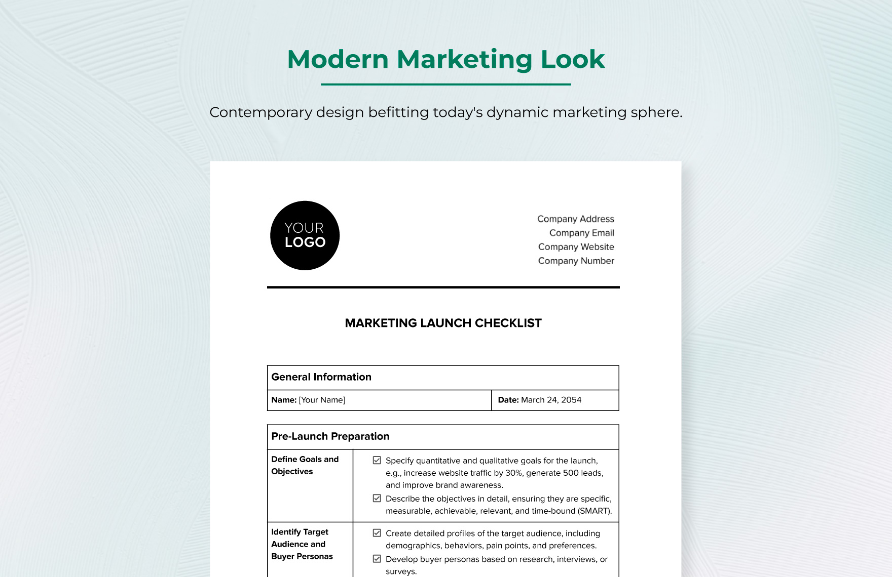 Marketing Launch Checklist Template